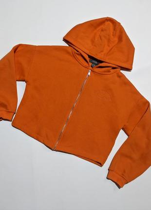 Оранжевое зип худи кофта на замке на флисе с капюшоном олимпийка кардиган свитер свитшот3 фото