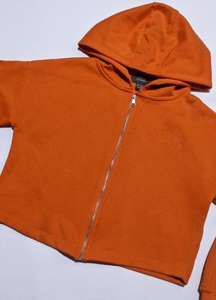 Оранжевое зип худи кофта на замке на флисе с капюшоном олимпийка кардиган свитер свитшот10 фото