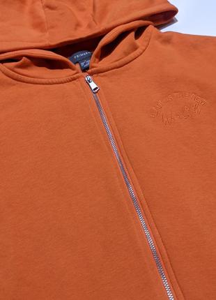 Оранжевое зип худи кофта на замке на флисе с капюшоном олимпийка кардиган свитер свитшот5 фото