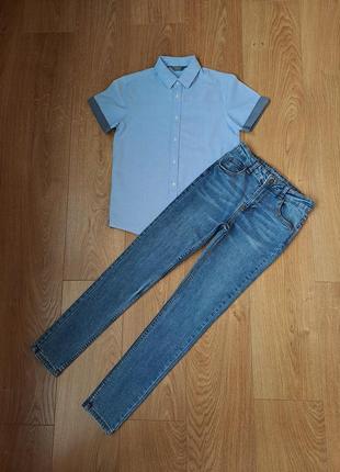 Летний набор для мальчика/летние джинсы/нарядная рубашка с коротким рукавом для мальчика5 фото