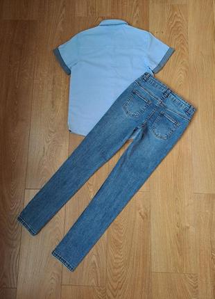 Летний набор для мальчика/летние джинсы/нарядная рубашка с коротким рукавом для мальчика3 фото