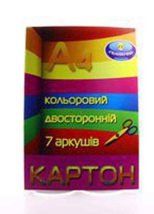 Картон кольоровий 2-сторонній, а-4 на 7 арк (7 кольорів) тм тетрада1 фото