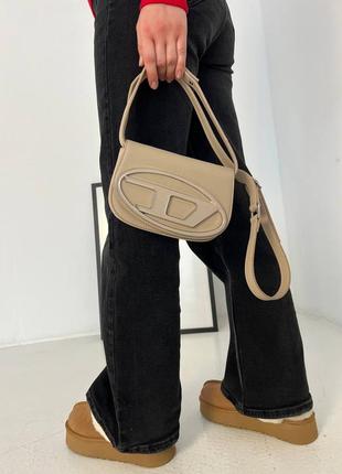 Женская сумка diesel 1dr denim iconic shoulder bag cream