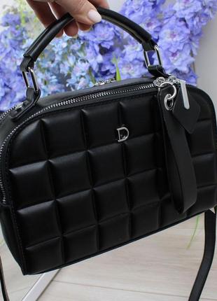 Жіноча стильна та якісна сумка з еко шкіри чорна3 фото