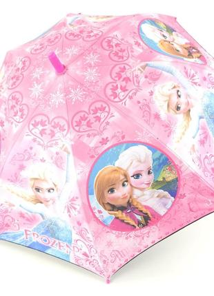 Дитяча парасолька тростина напівавтомат з принтом крижане серце та системою антивітер