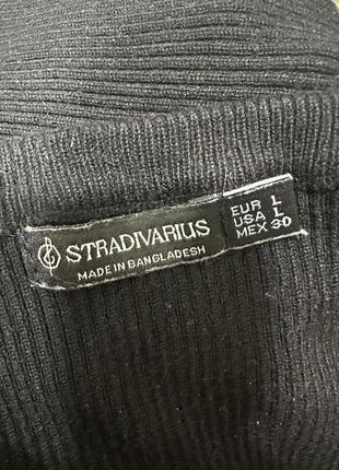 Черное трикотажное платье в рубчик stradivarius5 фото