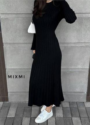 Сукня максі, ангора, широкий рубчик