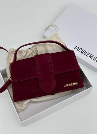 Сумка jacquemus бордовая замшевая le bambino