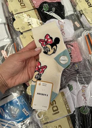Носки носки детские кашемир осенние тонкие теплые термо микки маус mickey mouse розовые молочные серые для девочки