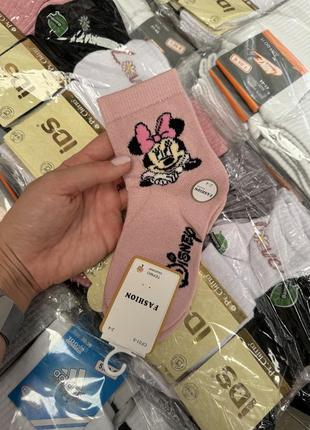 Носки носки детские десней кашемир осенние зимние тонкие термо микки маус mickey mouse розовые молочные серые для девочки