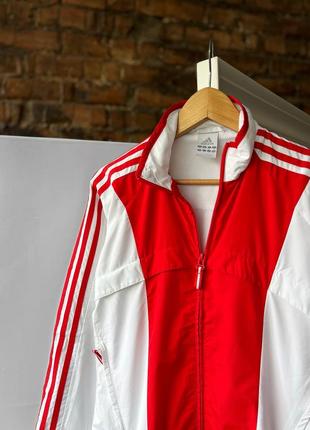 Adidas women's vintage full zip sport jacket running red/white 3-stripes женская, винтажная, спортивная куртка, беговая2 фото