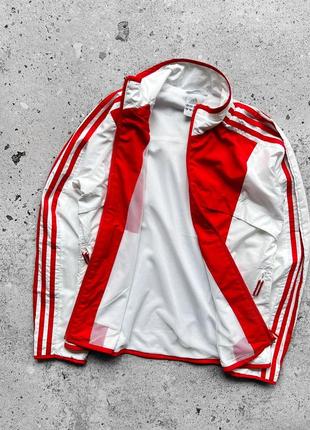 Adidas women’s vintage full zip sport jacket running red/white 3-stripes жіноча, вінтажна, спортивна куртка, бігова5 фото