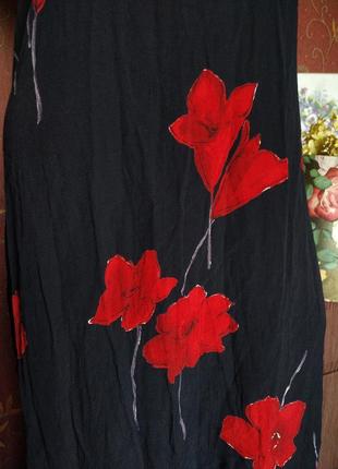 Черное платье миди с красными цветами от new look5 фото