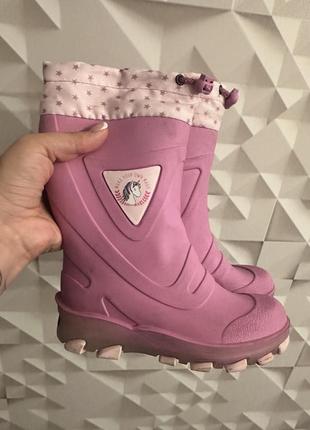 Гумові чоботи на овчині для дівчинки 24,25