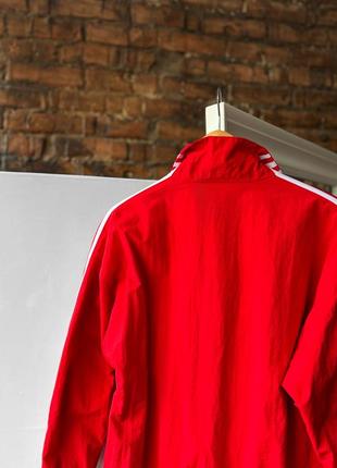 Adidas originals women’s nylon full zip red jacket white 3-stripes embroidered logo жіноча, насичена, нейлонова куртка4 фото