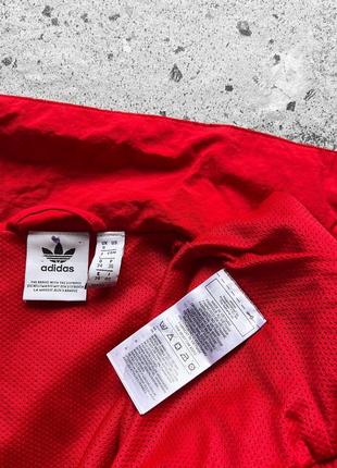 Adidas originals women’s nylon full zip red jacket white 3-stripes embroidered logo жіноча, насичена, нейлонова куртка9 фото