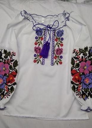 Вышиванка для маленьких девочек вышитая рубашка блузка вышита4 фото