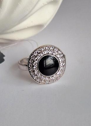 Серебряное кольцо кольца с эмалью и цирконием3 фото