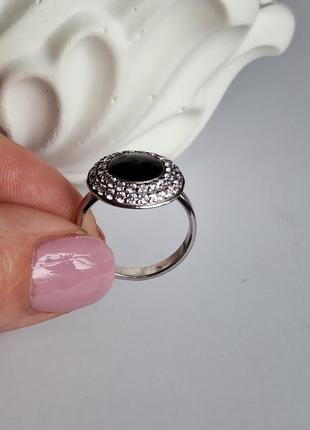 Серебряное кольцо кольца с эмалью и цирконием4 фото