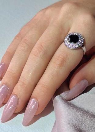 Серебряное кольцо кольца с эмалью и цирконием9 фото