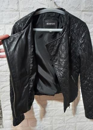 Кожаная куртка косуха стеганая натуральная кожа ягненка в стиле chanel/ mango9 фото