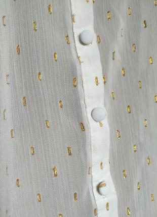 Біла легка напівпрозора блузка в золоту смужку від new look3 фото
