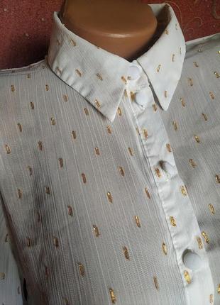 Белая легкая полупрозрачная блузка в золотую полоску от new look2 фото