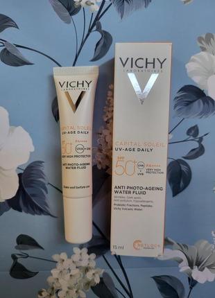 Флюид против старения кожи spf 50+ vichy capital soleil uv-age daily, 15мл