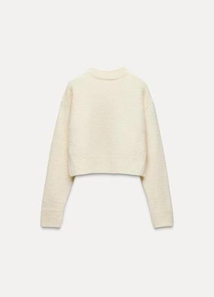 Укороченный бежевый свитер женский zara