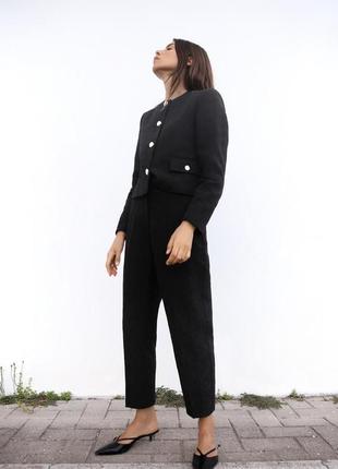 Брюки женские черные жаккардовые zara new