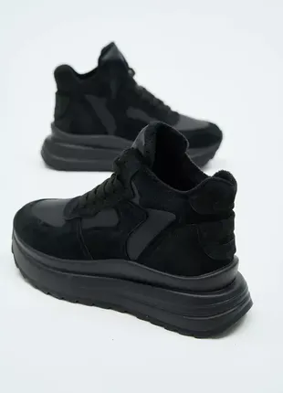 Женские кожаные ботинки lonza черные демисезонные6 фото