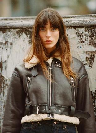 Укороченная двусторонняя куртка-дублянка zara