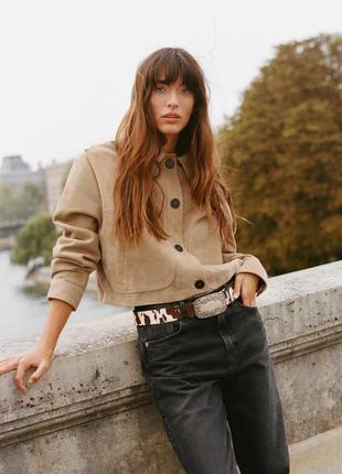 Куртка женская бежевая кожаная zara new