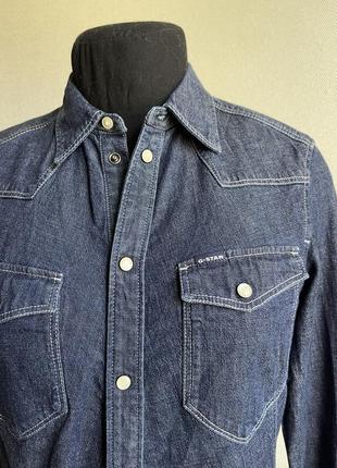 Джинсовая сорочка на «кнопках» з баскою з заду, рубашка джинсовая6 фото