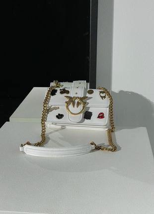 👜 pinko mini love bag one simply with enamel pin white3 фото