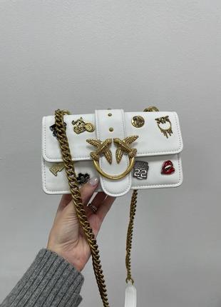 👜 pinko mini love bag one simply with enamel pin white5 фото