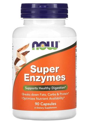 Now foods super enzymes 90 капсул суперферменти ферменти для травлення пробіотики травної now-029634 фото