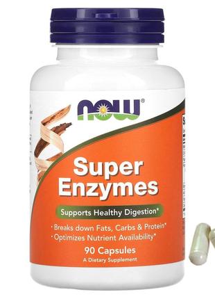 Now foods super enzymes 90 капсул суперферменты ферменты для пищеварения пробиотики пищеварительной now-02963