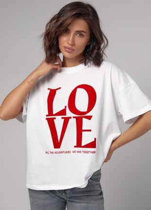 Женская хлопковая футболка с надписью love6 фото
