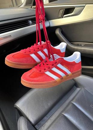 Кроссовки спортивные в стиле adidas gazelle x gucci red/white6 фото