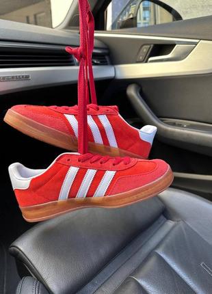 Кеды кроссовки в стиле adidas ad gazelle x gucci red/white4 фото