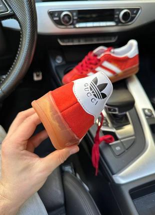 Кеды кроссовки в стиле adidas ad gazelle x gucci red/white7 фото
