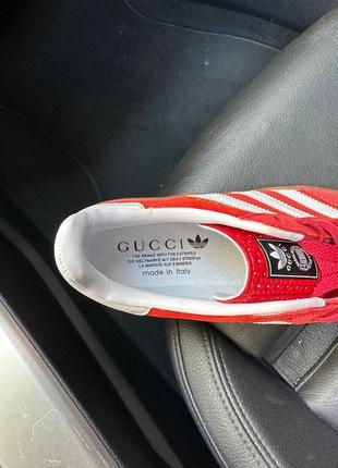 Кеды кроссовки в стиле adidas ad gazelle x gucci red/white8 фото