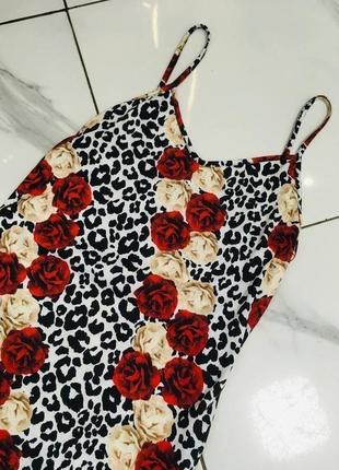 Леопардовое платье комбинация в цветах от boohoo3 фото