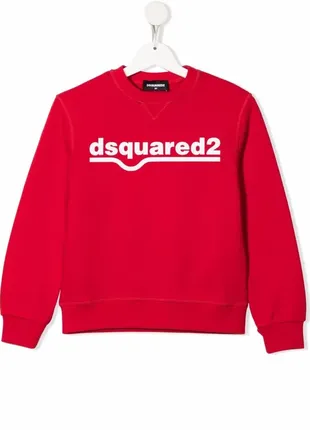 Новый красный свитшот с белым логотипом dsquared2(8-9лет)оригинал6 фото