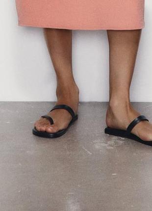 Шкіряні тапочки шльопанці босоніжки zara 2653/210