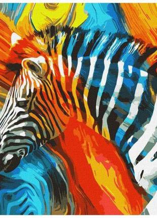Картина за номерами "кольорова зебра" ★★★ [tsi176703-тsі]