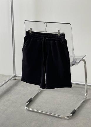Мужские качественные плотные черные шорты с карманами7 фото