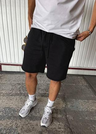 Мужские качественные плотные черные шорты с карманами5 фото
