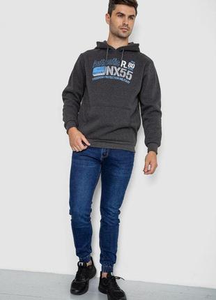 Худи мужской на флисе с капюшоном, цвет темно-серый, 244r2196